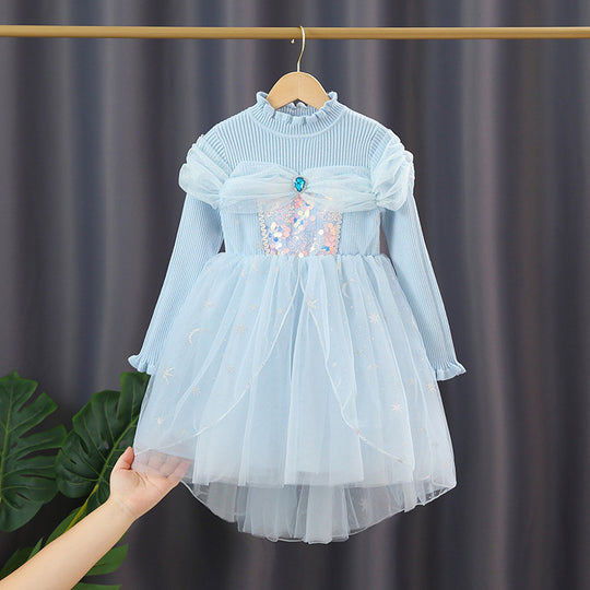 Mädchen festliches Tüllkleid mit funkelnden Applikationen EB