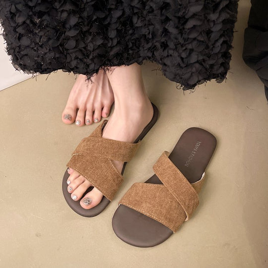 Damen bequeme Riemensandalen mit geschwungenen Riemen EB
