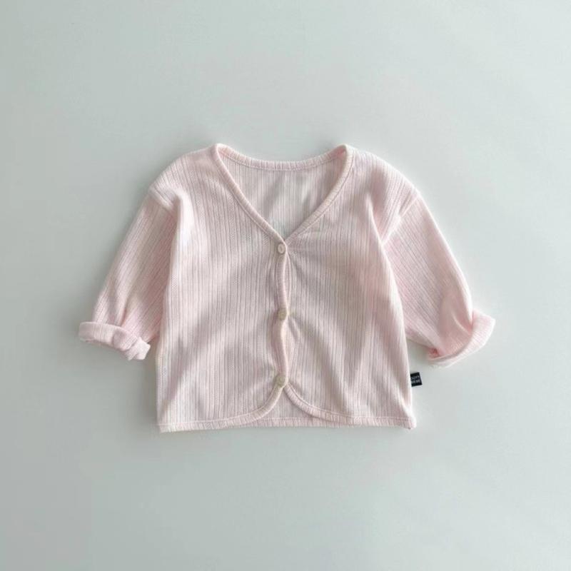 Unisex nan weicher gerippter Strickbaby-Cardigan mit V-Ausschnitt und hochkrempelbaren Ärmeln EB