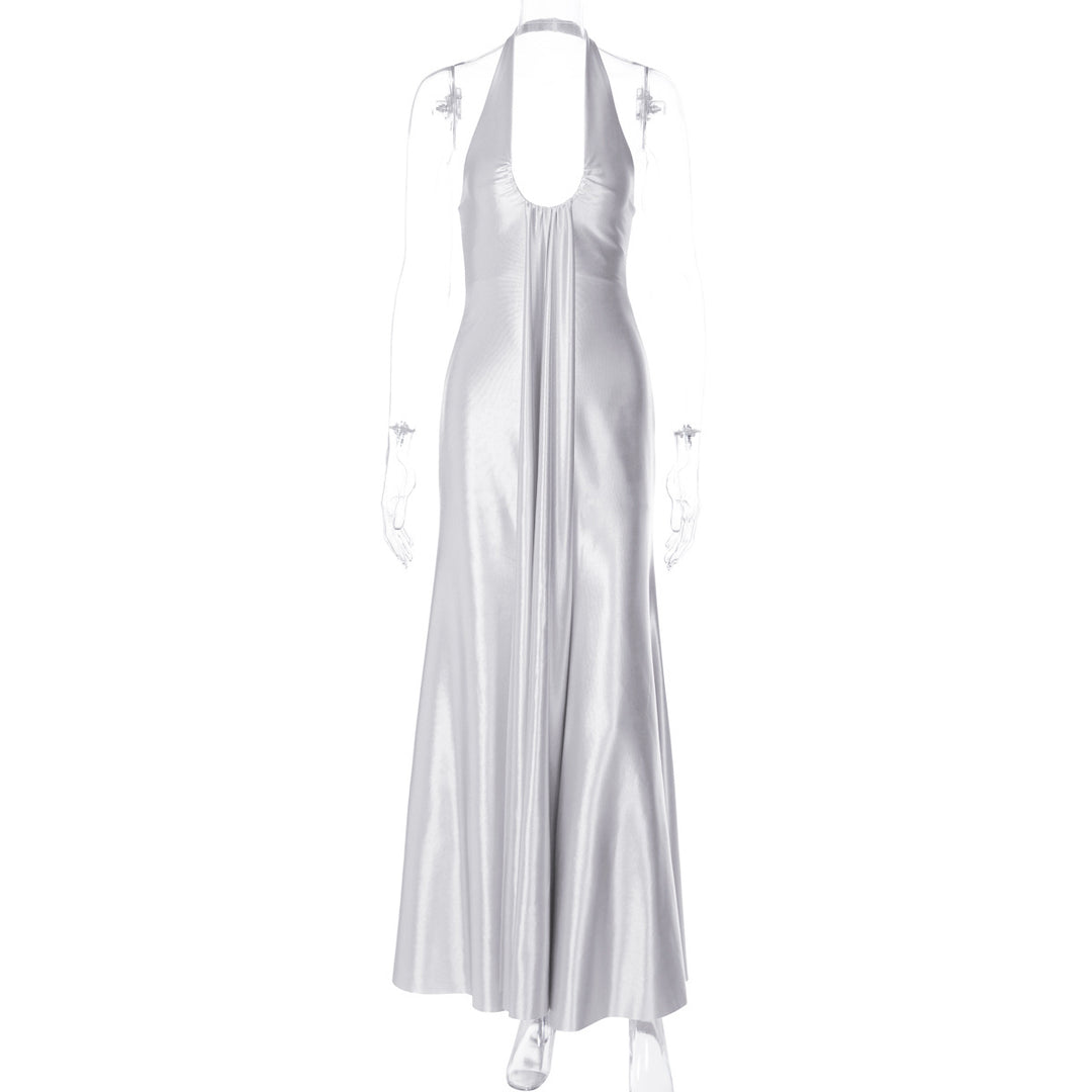 Damen Maxi Kleid mit eleganter Halterneck-Detaillierung und fließendem Schnitt EB