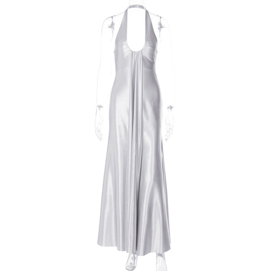 Damen Maxi Kleid mit eleganter Halterneck-Detaillierung und fließendem Schnitt EB