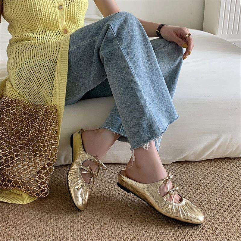 Damen elegante Mules mit raffiniertem Schnür-Design EB
