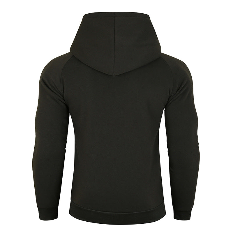 Herren nan asymmetrischer Kapuzenpullover mit Wickelkragen und verdeckter Knopfleiste, schlanke sportive Passform EB