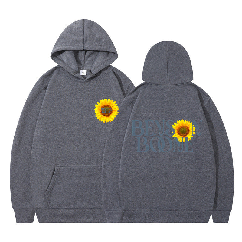 Damen Kapuzenpullover mit einzigartigem Sonnenblumenmotiv und bequemer Passform EB