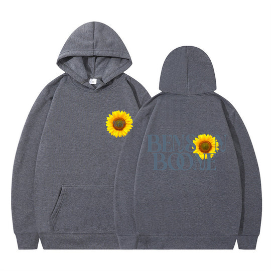 Damen Kapuzenpullover mit einzigartigem Sonnenblumenmotiv und bequemer Passform EB