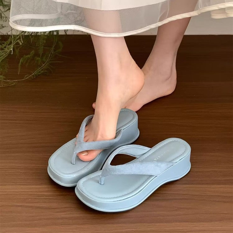 Damen trendige Wedge-Zehentrenner mit elegantem Obermaterial EB