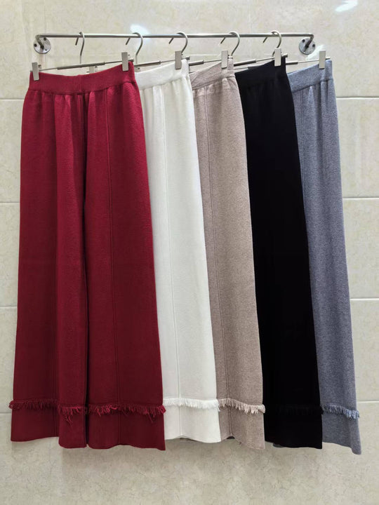 Damen Elegante, weit geschnittene Hose mit Fransen EB