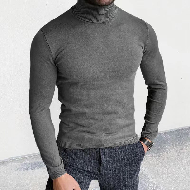 Herren nan Slim-Fit Rollkragenpullover aus Feinstrick mit geripptem Stehkragen und elastischem Bund EB