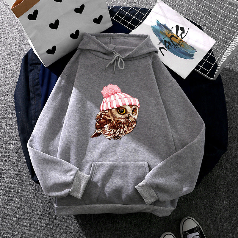 Damen nan lässiger Oversize Kapuzenpullover mit Herz‑und‑Pfotenprint, Kordelzug und gerippten Bündchen EB