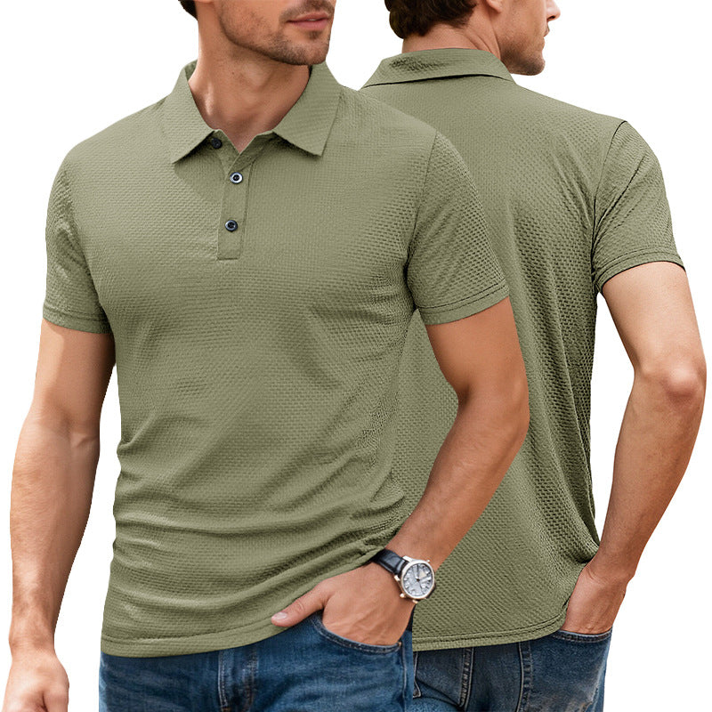 Herren nan strukturiertes Mikrojacquard-Poloshirt mit schlanker Passform und elastischem Komfortstretch EB