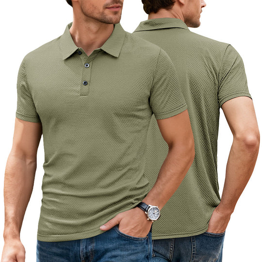 Herren nan strukturiertes Mikrojacquard-Poloshirt mit schlanker Passform und elastischem Komfortstretch EB