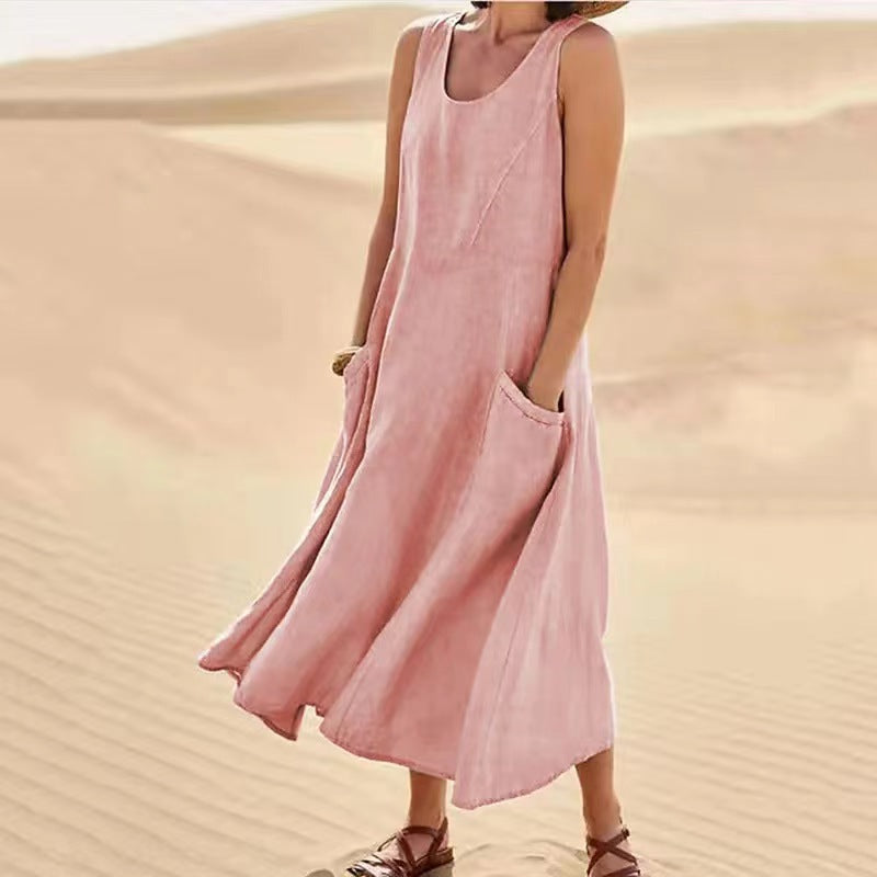 Damen Sommerliches Maxi-Kleid mit praktischen Taschen und lässigem Schnitt EB