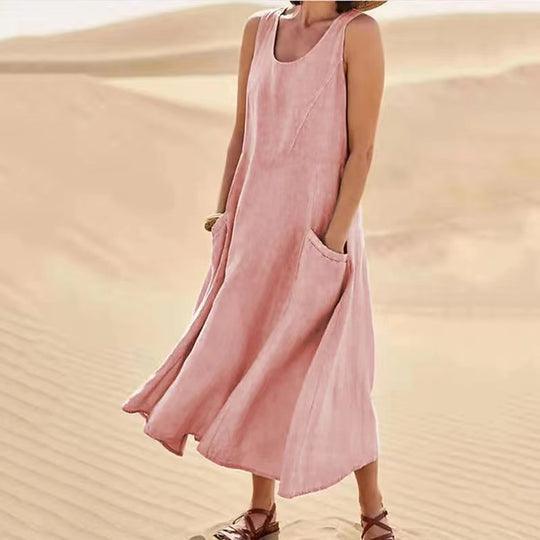 Damen Sommerliches Maxi-Kleid mit praktischen Taschen und lässigem Schnitt EB