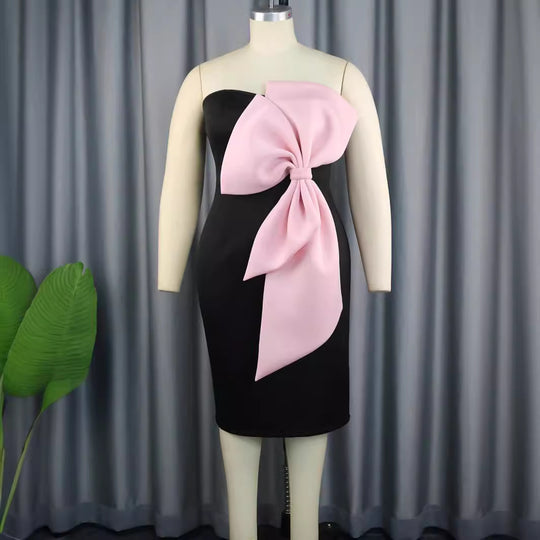 Damen Elegantes Wickelkleid mit übergroßer Schleifenapplikation EB