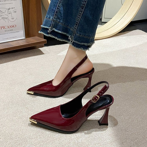 Damen Slingback Pumps mit spitzem Zehenbereich und elegantem Blockabsatz EB