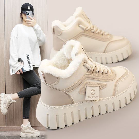 Damen Sportliche High-Top Sneakers mit gefüttertem Innenfutter und rutschfester Laufsohle EB