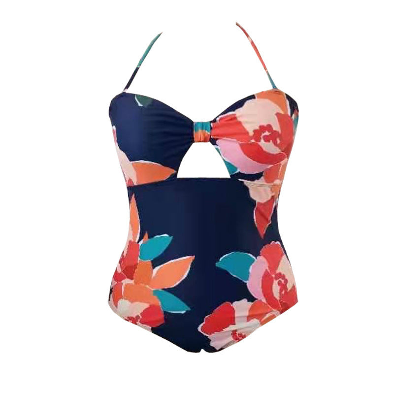 Damen Einteiliger Badeanzug mit floralem Cut-Out-Design EB