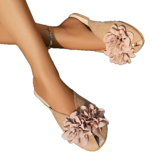 Damen Flauscher Pantoletten mit floralen Applikationen EB