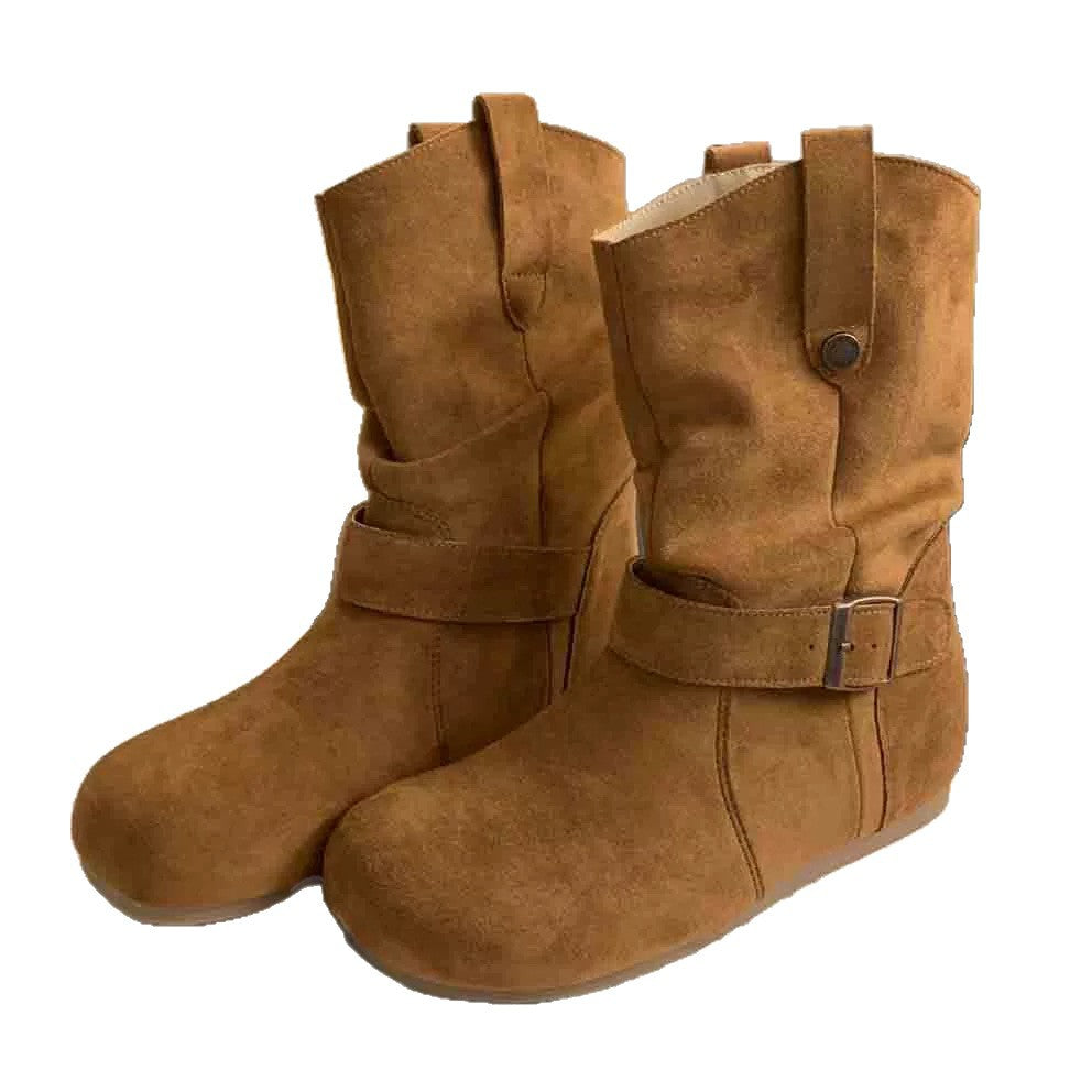 Damen Elegante Stiefel mit modischem Riemendesign und bequemer Passform EB