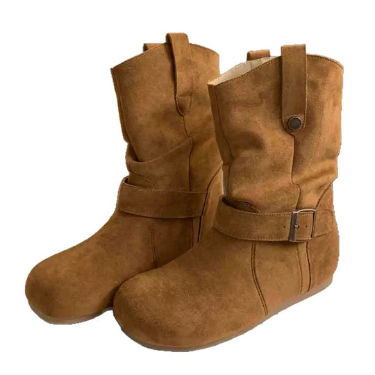 Damen Elegante Stiefel mit modischem Riemendesign und bequemer Passform EB