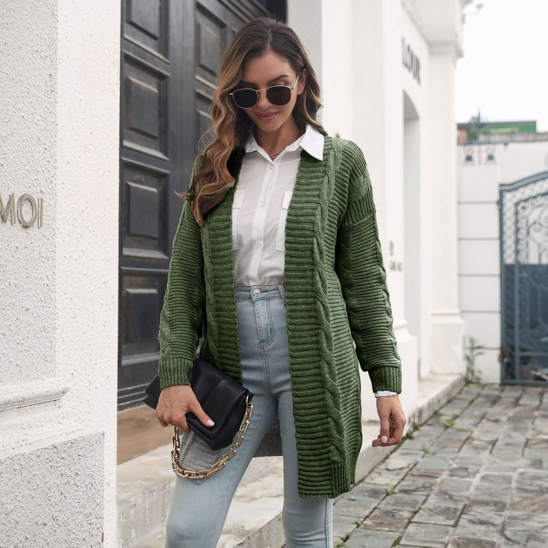 Damen Strickjacke mit strukturiertem Zopfmuster und lässigem Schnitt EB