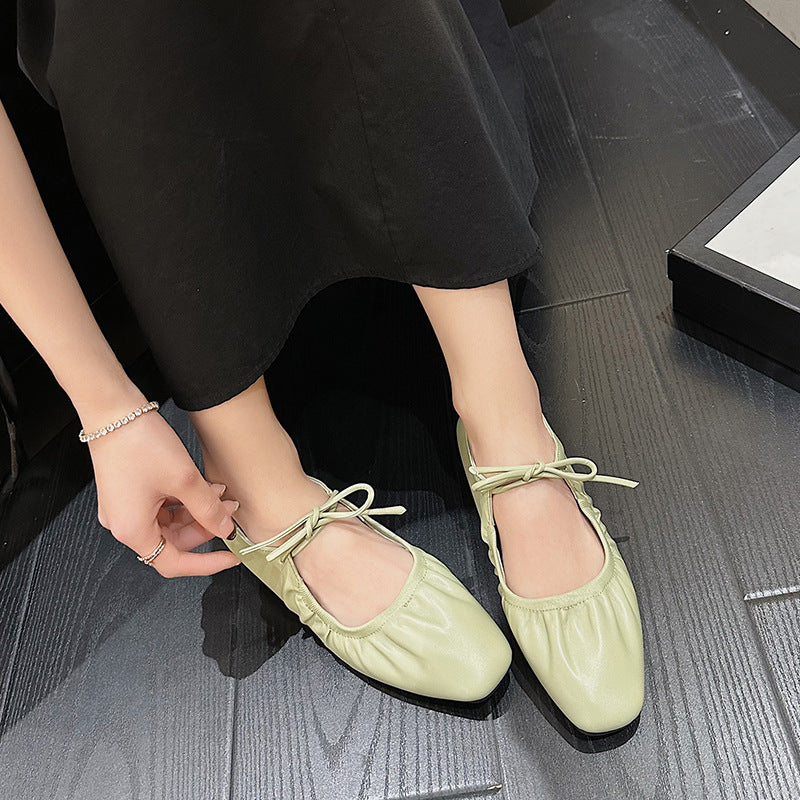 Damen Komfortable Ballerinas mit elastischem Riemen und modischem Knötchen-Detail EB
