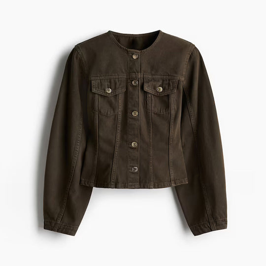 Damen Trendige Baumwolljacke im Vintage-Stil mit praktischen Taschen EB