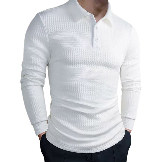 Herren nan tailliertes Waffelstrick-Poloshirt mit klassischem Polokragen EB
