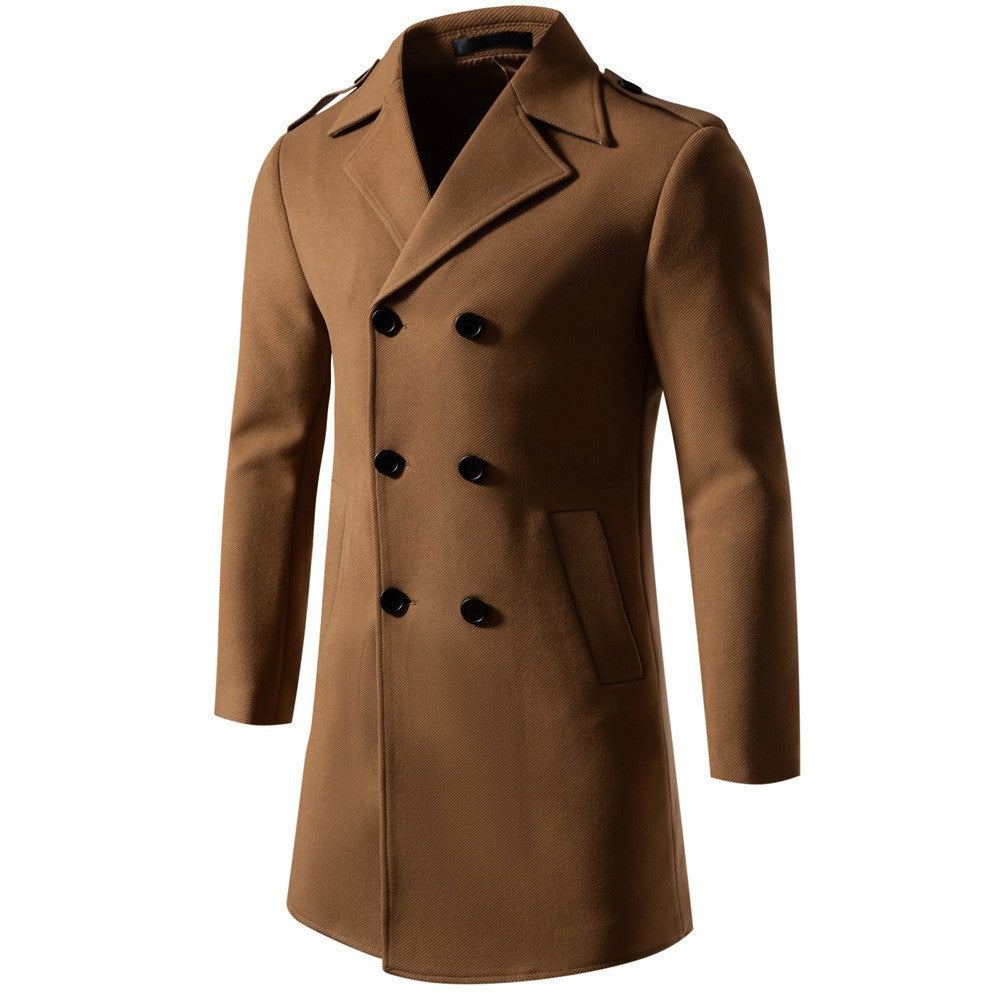 Herren klassischer Trenchcoat mit doppelter Knopfreihe und stylischen Details EB