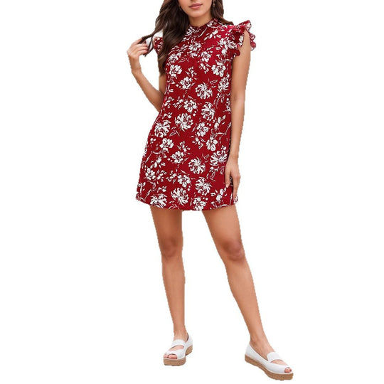 Damen verspieltes Blumenkleid mit Rüschendetails EB