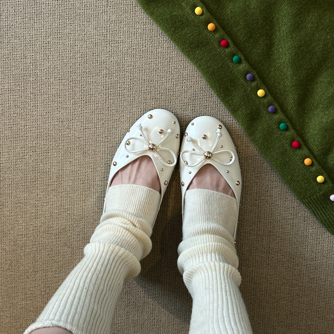 Damen Ballerinas mit elegantem Schleifenakzent und funkelnden Zierperlen EB