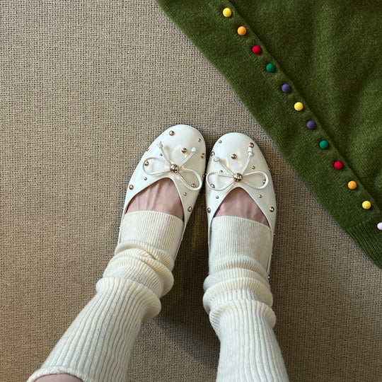 Damen Ballerinas mit elegantem Schleifenakzent und funkelnden Zierperlen EB