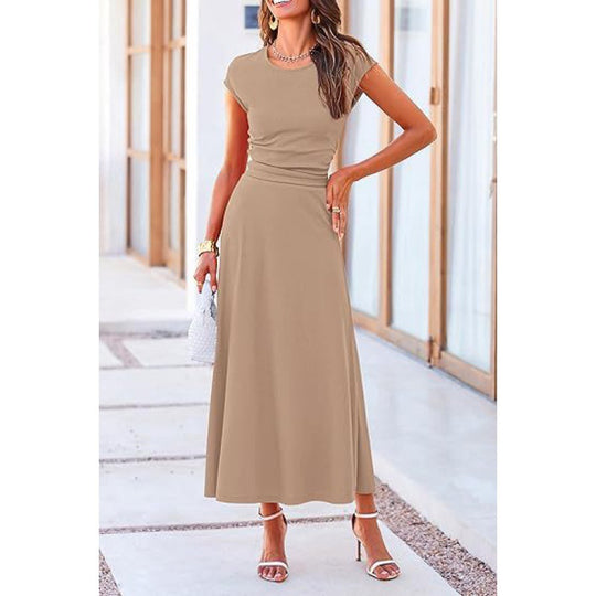 Damen Elegantes Maxikleid mit tailliertem Oberteil und fließendem Rock EB
