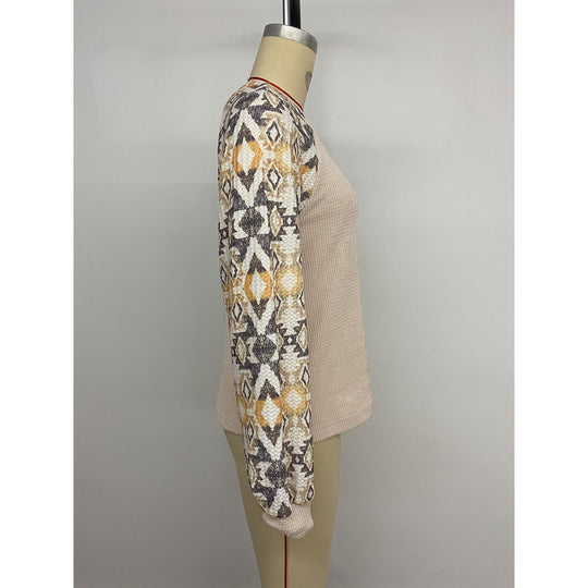 Damen Strickpullover mit modernen Raglanärmeln und floralem Muster EB