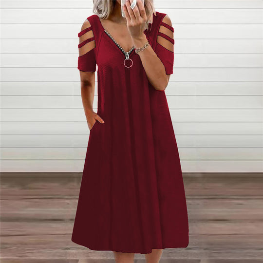 Damen Kleid mit offenen Schultern und tiefem V-Ausschnitt EB