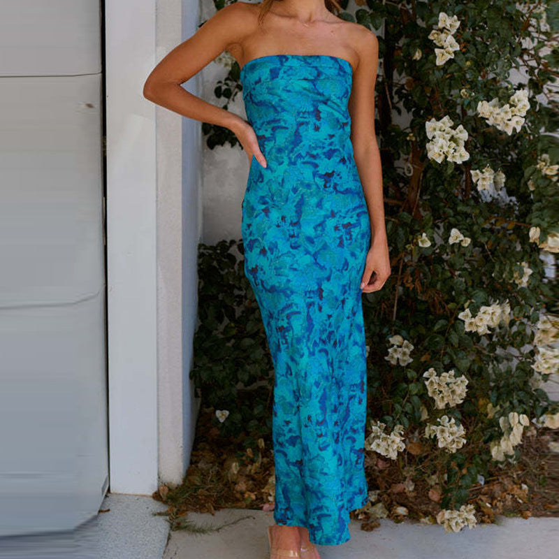 Damen Maxikleid im modernen Tube-Style mit blühendem Floral-Design EB