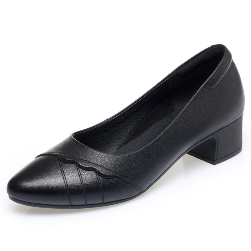 Damen elegante Pumps mit stilvollem Wellenmuster und komfortablem Blockabsatz EB
