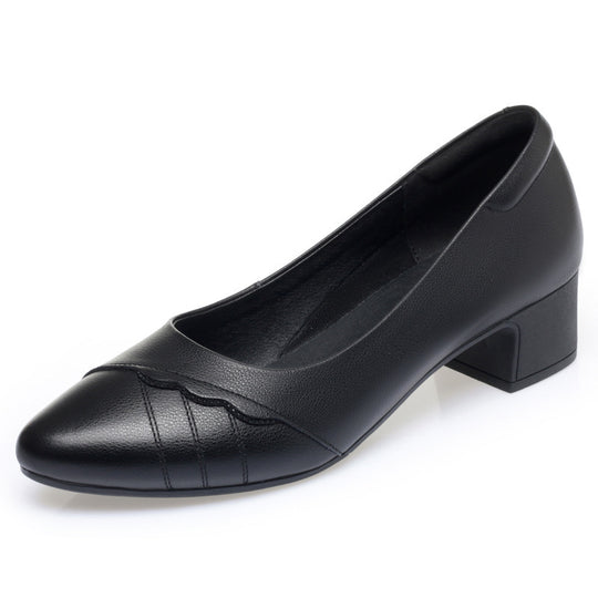 Damen elegante Pumps mit stilvollem Wellenmuster und komfortablem Blockabsatz EB