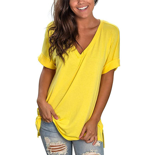 Damen Freizeit V-Ausschnitt T-Shirt EB