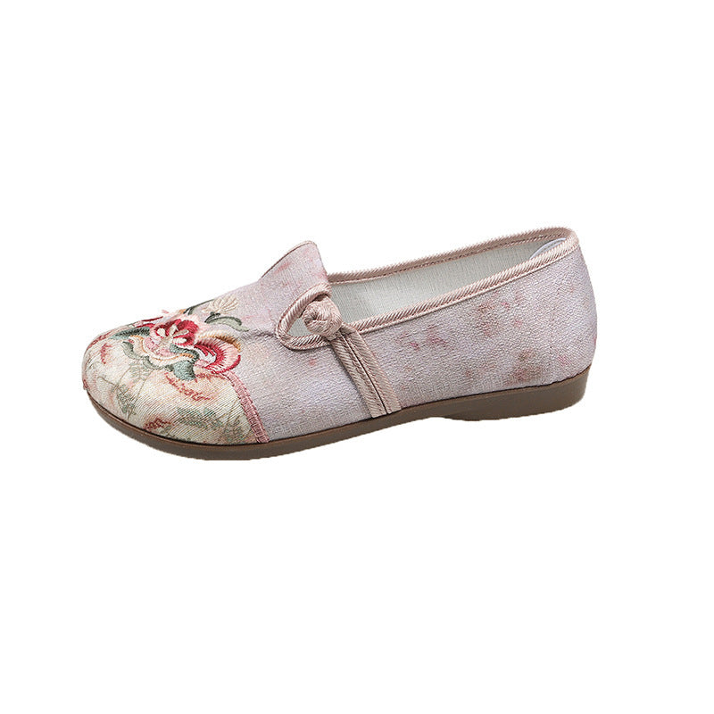 Damen elegante und bequeme Ballerinas mit floralem Stickdesign EB