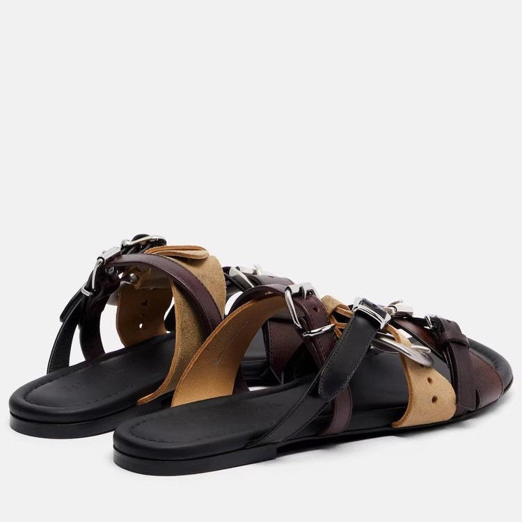 Damen elegante Riemchen-Sandalen mit verstellbarem Schnallenverschluss EB