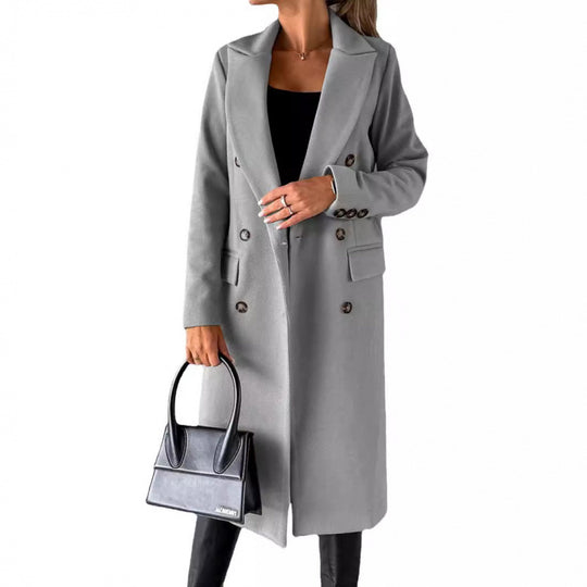 Damen Eleganter Doppelreihiger Mantel mit hochmodernem Schnitt EB
