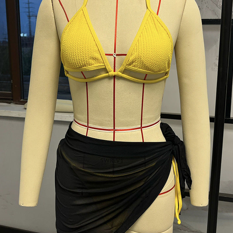 Damen Triangel-Bikini mit modischem Wickelrock EB