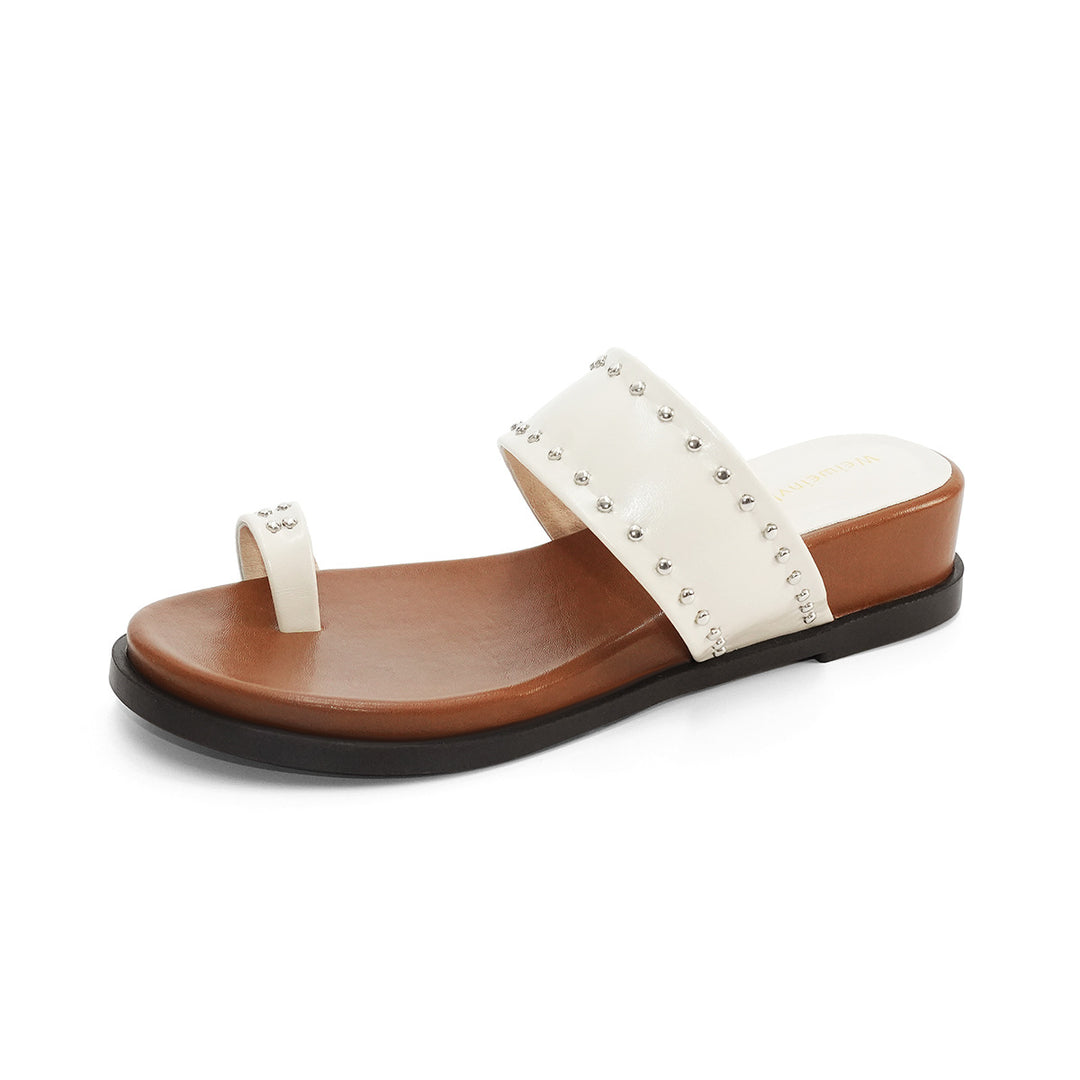 Damen trendige Sandalen mit dekorativer Metall-Applikation EB