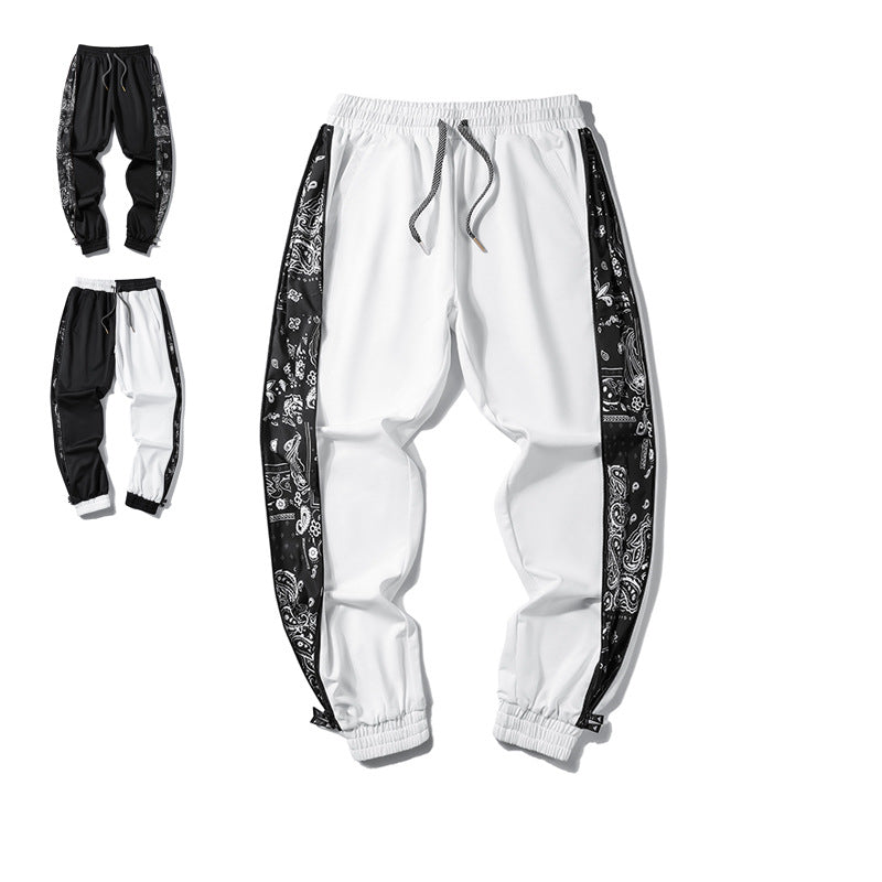 Herren Locker geschnittene Streetstyle Jogginghose mit Bandana‑Seiteneinsatz und elastischem Saum EB