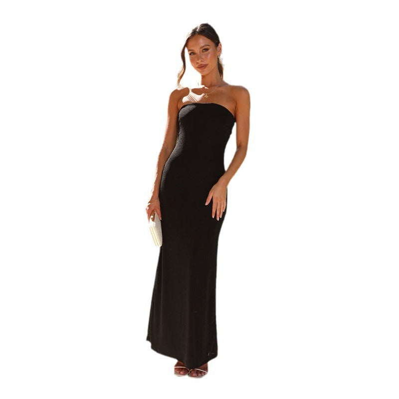 Damen Elegantes Maxikleid ohne Träger im figurbetonten Stil EB