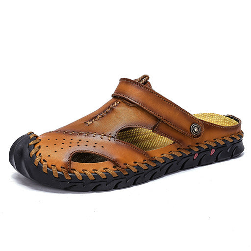 Damen Sportliche Ledersandalen mit elastischem Riemen und stoßdämpfender Sohle EB