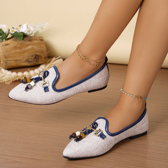 Damen elegante Ballerinas mit modischen Schmuckdetails EB
