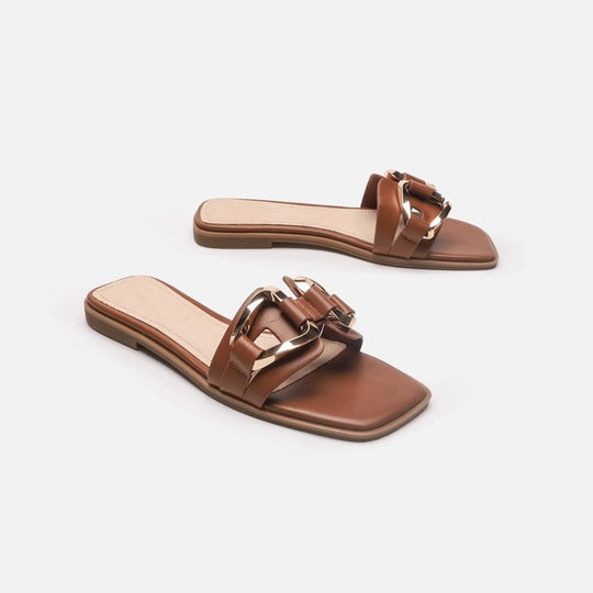 Damen Elegante Riemensandalen mit modischem Kettendetail und bequemer Fußbettgestaltung EB