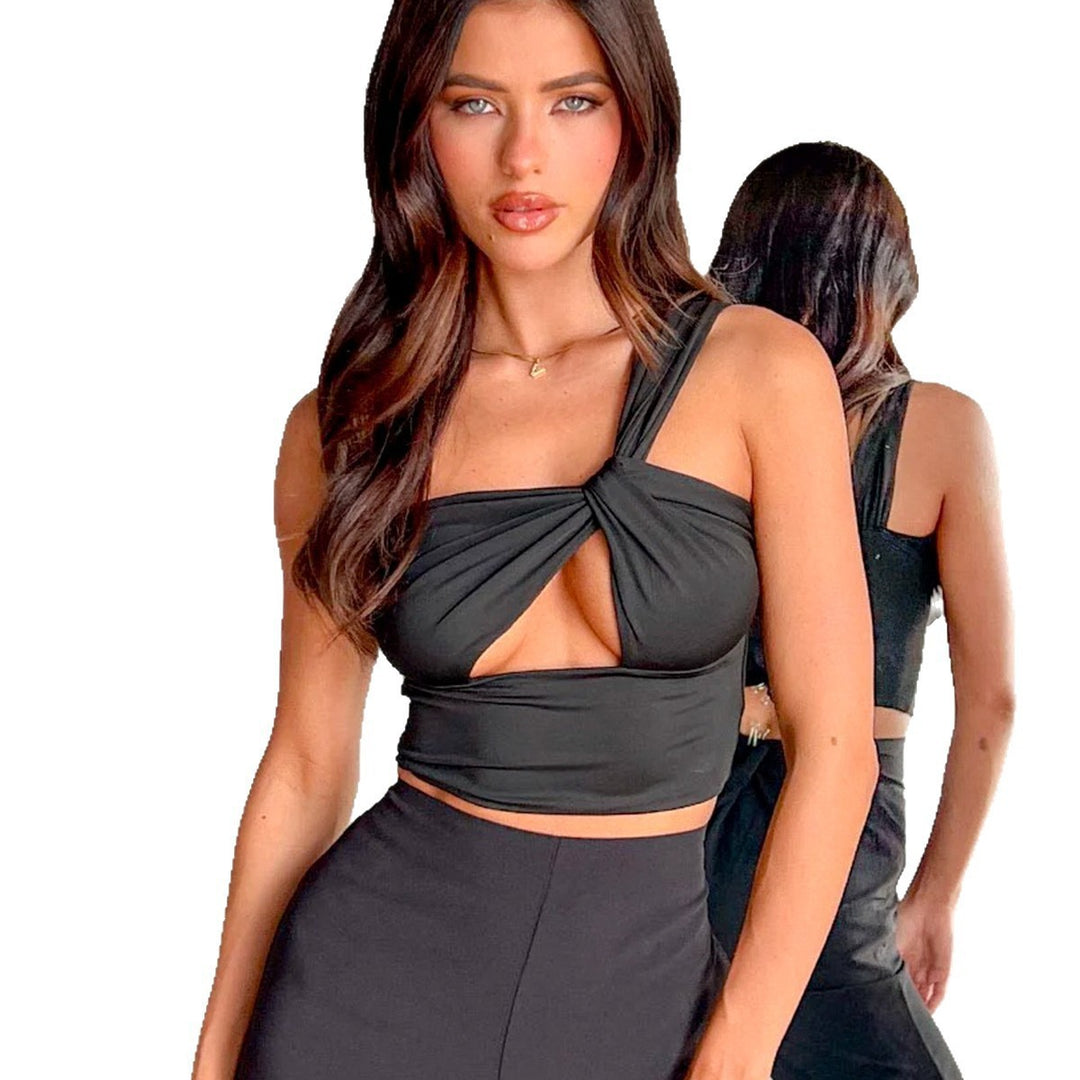 Damen Crop-Top mit Knotendetails EB